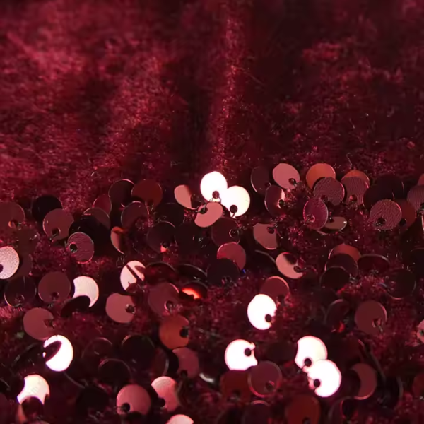 100% Polyester Anti-Mildew Sequin Embroidered Shiny Velvet Fleece Fabric - Image 2