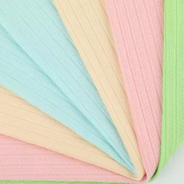 Eco-Friendly Rayon Striped Hole Breathable Jacquard Rib  Stretch Fabric for Collar - Image 3