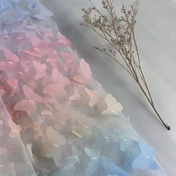 100% Polyester 2 Way Stretchy Lightweight Mesh 3D Embroidery Fabric - Image 4