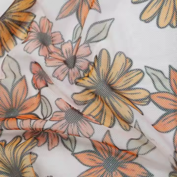 90% Polyester 10% Spandex Digital Print Shiny Mesh Stretch Fabric for Garment - Image 4