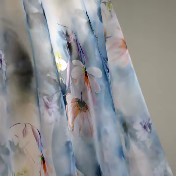 100% Polyester Printed Woven Organza Chiffon Floral Fabric for Bridal