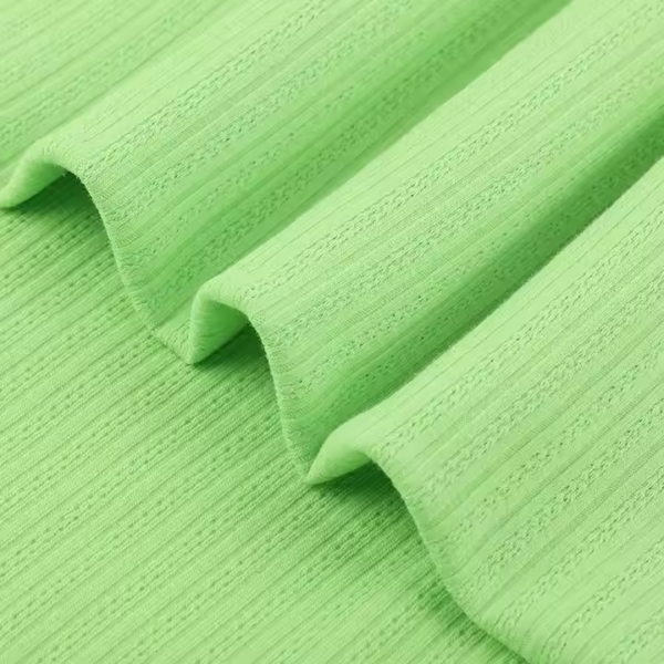 Eco-Friendly Rayon Striped Hole Breathable Jacquard Rib  Stretch Fabric for Collar - Image 2