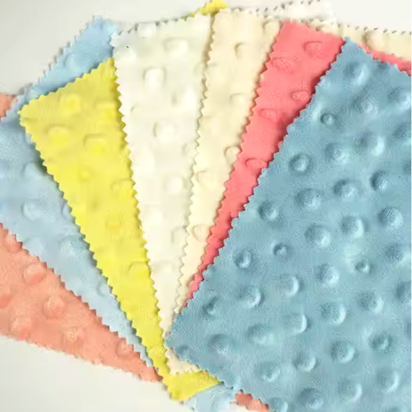 100% Polyester Solid Super Soft Wrinkle Resistant Dot Minky Fleece Fabric - Image 3